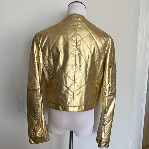 Woman MOSCHINO cheapandchic leather jacket, gold size 44 - Picture 4 of 9